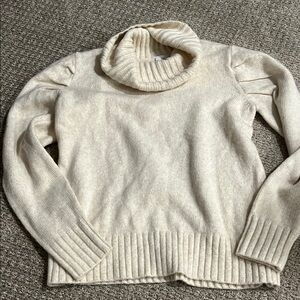 CAbi Cream Turtleneck Sweater Cozy Knit